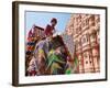 India, Rajasthan, Jaipur, Ceremonial Decorated Elephant Outside the Hawa Mahal, Palace of the Winds-Gavin Hellier-Framed Photographic Print