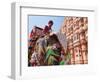 India, Rajasthan, Jaipur, Ceremonial Decorated Elephant Outside the Hawa Mahal, Palace of the Winds-Gavin Hellier-Framed Photographic Print