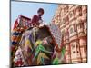 India, Rajasthan, Jaipur, Ceremonial Decorated Elephant Outside the Hawa Mahal, Palace of the Winds-Gavin Hellier-Mounted Photographic Print