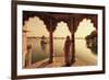 India, Rajasthan, Jaisalmer, Gadi Sagar Lake, Indian Woman Wearing Traditional Saree Outfit-Michele Falzone-Framed Photographic Print