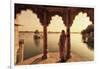 India, Rajasthan, Jaisalmer, Gadi Sagar Lake, Indian Woman Wearing Traditional Saree Outfit-Michele Falzone-Framed Photographic Print