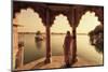 India, Rajasthan, Jaisalmer, Gadi Sagar Lake, Indian Woman Wearing Traditional Saree Outfit-Michele Falzone-Mounted Premium Photographic Print