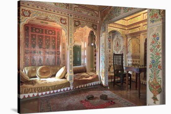 India, Rajasthan, Jaisalmer, Old Town, Patwa Ki Haveli (Traditional Ornately Decorated Residence)-Michele Falzone-Stretched Canvas