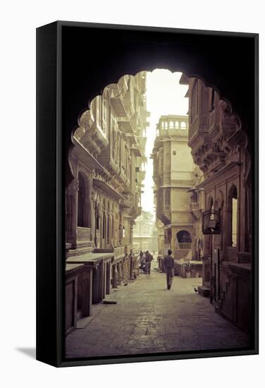 India, Rajasthan, Jaisalmer, Old Town, Patwa Ki Haveli (Traditional Ornately Decorated Residence)-Michele Falzone-Framed Stretched Canvas