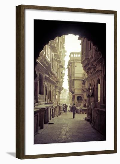 India, Rajasthan, Jaisalmer, Old Town, Patwa Ki Haveli (Traditional Ornately Decorated Residence)-Michele Falzone-Framed Photographic Print