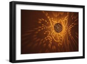 India, Rajasthan, Jaisalmer. Pierced Lamp and Shadows Against Wall-Alida Latham-Framed Photographic Print