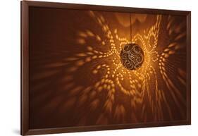 India, Rajasthan, Jaisalmer. Pierced Lamp and Shadows Against Wall-Alida Latham-Framed Photographic Print