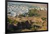 India, Rajasthan, Jodhpur. Mehrangarh Fort, view from tower of old city wall and houses beyond pain-Alison Jones-Framed Photographic Print