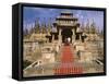 India, Rajasthan, Ranakpur, a Couple Descend Steps at the Famous Chaumukha Mandir, an Elaborately S-Amar Grover-Framed Stretched Canvas