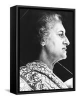 India's Prime Minister Indira Gandhi Speaks to Supporters on June 18, 1975-null-Framed Stretched Canvas