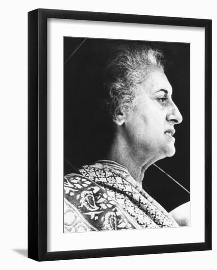 India's Prime Minister Indira Gandhi Speaks to Supporters on June 18, 1975-null-Framed Photo
