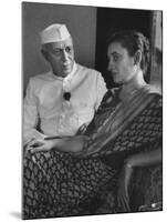 India's Prime Minister Jawaharlal Nehru with Daughter Indira Gandhi at the Asia African Conference-Lisa Larsen-Mounted Premium Photographic Print