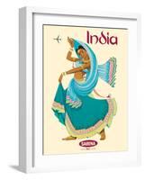 India - Sabena Belgian World Airlines - Native Indian Dancer, Vintage Airline Travel Poster, 1969-Pacifica Island Art-Framed Art Print