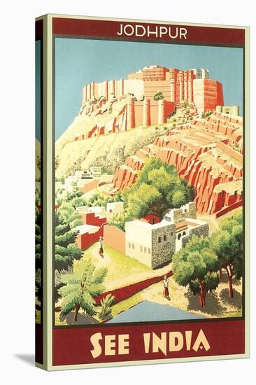 India Travel Poster, Jodhpur-null-Stretched Canvas