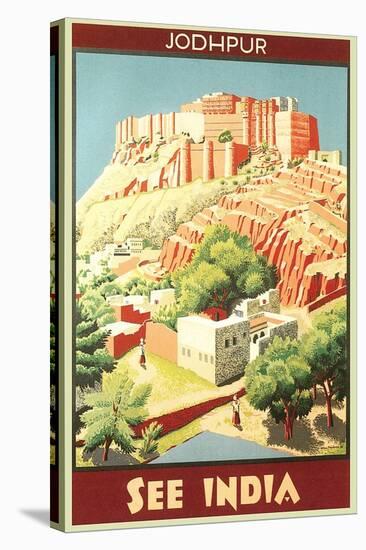 India Travel Poster, Jodhpur-null-Stretched Canvas