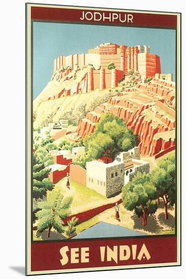 India Travel Poster, Jodhpur-null-Mounted Art Print