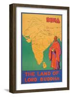India Travel Poster, Lord Buddha-null-Framed Art Print