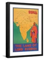 India Travel Poster, Lord Buddha-null-Framed Art Print