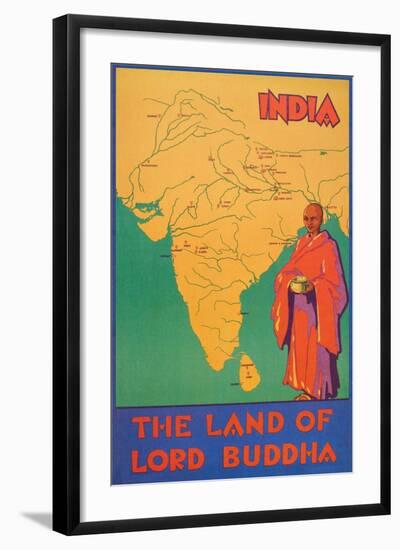 India Travel Poster, Lord Buddha-null-Framed Art Print