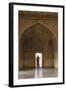 India, Uttar Pradesh, Agra, Agra Fort, a Woman in a Red Saree Walks Through the Interior-Alex Robinson-Framed Photographic Print