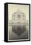 India, Uttar Pradesh, Agra, Black and White of the Taj Mahal Reflected in One of the Bathing Pools-Alex Robinson-Framed Stretched Canvas