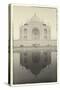 India, Uttar Pradesh, Agra, Black and White of the Taj Mahal Reflected in One of the Bathing Pools-Alex Robinson-Stretched Canvas