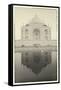 India, Uttar Pradesh, Agra, Black and White of the Taj Mahal Reflected in One of the Bathing Pools-Alex Robinson-Framed Stretched Canvas