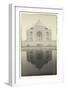 India, Uttar Pradesh, Agra, Black and White of the Taj Mahal Reflected in One of the Bathing Pools-Alex Robinson-Framed Photographic Print