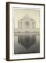 India, Uttar Pradesh, Agra, Black and White of the Taj Mahal Reflected in One of the Bathing Pools-Alex Robinson-Framed Photographic Print