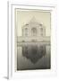 India, Uttar Pradesh, Agra, Black and White of the Taj Mahal Reflected in One of the Bathing Pools-Alex Robinson-Framed Photographic Print