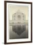 India, Uttar Pradesh, Agra, Black and White of the Taj Mahal Reflected in One of the Bathing Pools-Alex Robinson-Framed Photographic Print