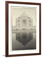 India, Uttar Pradesh, Agra, Black and White of the Taj Mahal Reflected in One of the Bathing Pools-Alex Robinson-Framed Photographic Print