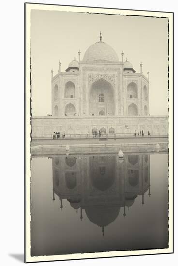 India, Uttar Pradesh, Agra, Black and White of the Taj Mahal Reflected in One of the Bathing Pools-Alex Robinson-Mounted Photographic Print