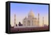 India, Uttar Pradesh, Agra, Taj Mahal in Rosy Dawn Light-Alex Robinson-Framed Stretched Canvas