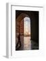 India, Uttar Pradesh. Agra. Taj Mahal minaret framed by mosque arch-Alison Jones-Framed Photographic Print