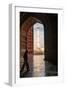 India, Uttar Pradesh. Agra. Taj Mahal minaret framed by mosque arch-Alison Jones-Framed Photographic Print