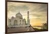 India, Uttar Pradesh. Agra. Taj Mahal tomb and minarets on the Yamuna River at sunset-Alison Jones-Framed Premium Photographic Print