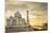 India, Uttar Pradesh. Agra. Taj Mahal tomb and minarets on the Yamuna River at sunset-Alison Jones-Mounted Premium Photographic Print