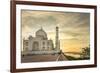 India, Uttar Pradesh. Agra. Taj Mahal tomb and minarets on the Yamuna River at sunset-Alison Jones-Framed Photographic Print