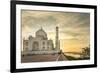 India, Uttar Pradesh. Agra. Taj Mahal tomb and minarets on the Yamuna River at sunset-Alison Jones-Framed Photographic Print