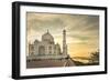 India, Uttar Pradesh. Agra. Taj Mahal tomb and minarets on the Yamuna River at sunset-Alison Jones-Framed Photographic Print