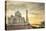 India, Uttar Pradesh. Agra. Taj Mahal tomb and minarets on the Yamuna River at sunset-Alison Jones-Stretched Canvas