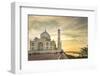 India, Uttar Pradesh. Agra. Taj Mahal tomb and minarets on the Yamuna River at sunset-Alison Jones-Framed Photographic Print