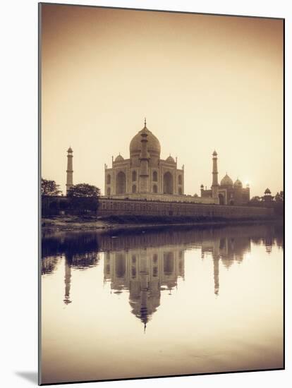India, Uttar Pradesh, Agra, Taj Mahal (UNESCO Site) and Yamuna River at Sunset-Michele Falzone-Mounted Photographic Print