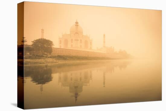 India, Uttar Pradesh, Agra, Taj Mahal (Unesco Site), Yamuna River and Morning Mist-Michele Falzone-Stretched Canvas