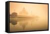 India, Uttar Pradesh, Agra, Taj Mahal (Unesco Site), Yamuna River and Morning Mist-Michele Falzone-Framed Stretched Canvas