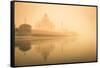 India, Uttar Pradesh, Agra, Taj Mahal (Unesco Site), Yamuna River and Morning Mist-Michele Falzone-Framed Stretched Canvas