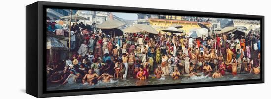 India Uttar Pradesh Varanasi (Benares) Religious Rites in the Holy Ganges-Gavin Hellier-Framed Stretched Canvas