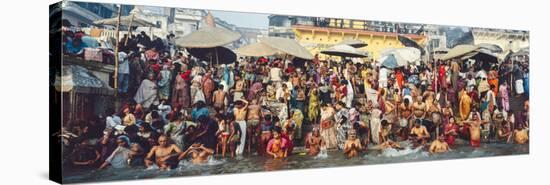 India Uttar Pradesh Varanasi (Benares) Religious Rites in the Holy Ganges-Gavin Hellier-Stretched Canvas