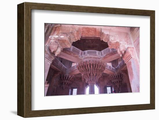 India, Utter Pradesh. Agra Fort . Richly Decorated Semi-Circular Red Sandstone Fort-Emily Wilson-Framed Photographic Print